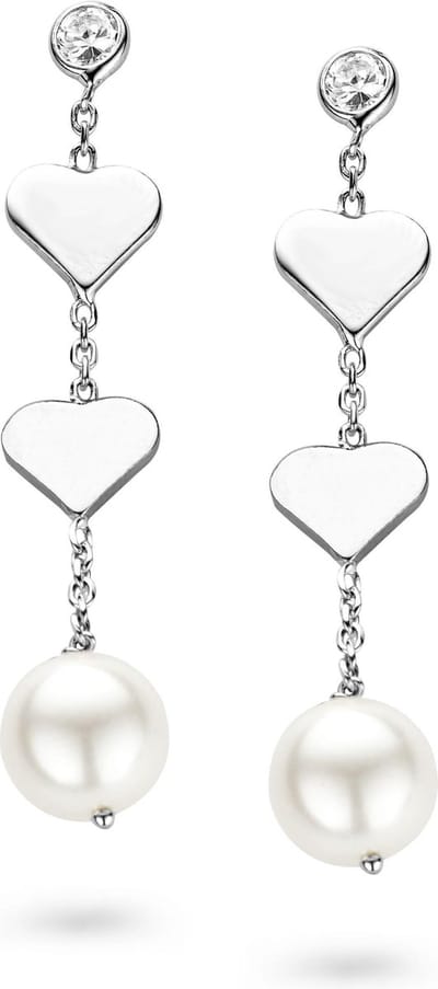 Orphelia Oorbel Pearl Hearts Sterling Zilver 925