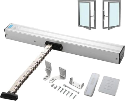Elektrische Raamopener - Kettingopener Automatisch - Ramen Ventileren - Versterkte Dubbellaagse Ketting - 300-1000mm Slag - Zilver
