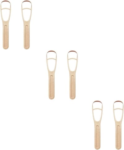 Tongschraper Set - Mondverzorging Hulpmiddelen - Frisse Adem - Lichtgewicht Draagbaar - 6 Stuks - Beige