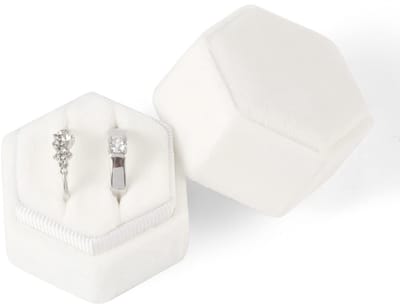 Dailygoods- Ringdoosje Bruiloft - Corduroy Zeshoekig - Afneembaar Deksel - 5,3x4,7x5,1 cm - Sieradenringbox - Elegante Presentatie - Sieradenbox