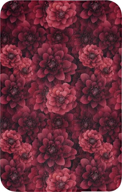 WC mat 50x80 cm - Antislip - Dahlias - Bloemen - Rood - Toiletmat - Vloermat - Douchemat - Toilet tapijt - Toiletmatten