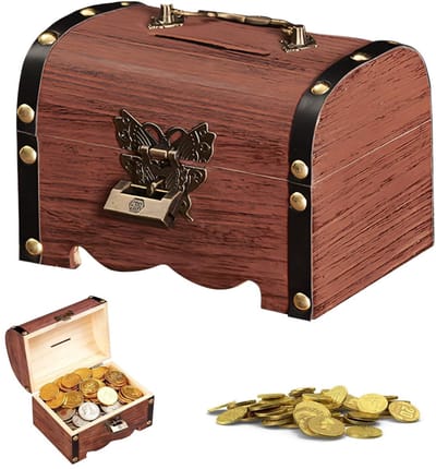 Dailygoods- Schatkist Vintage Houten - Opbergdoos met Deksel - Retro