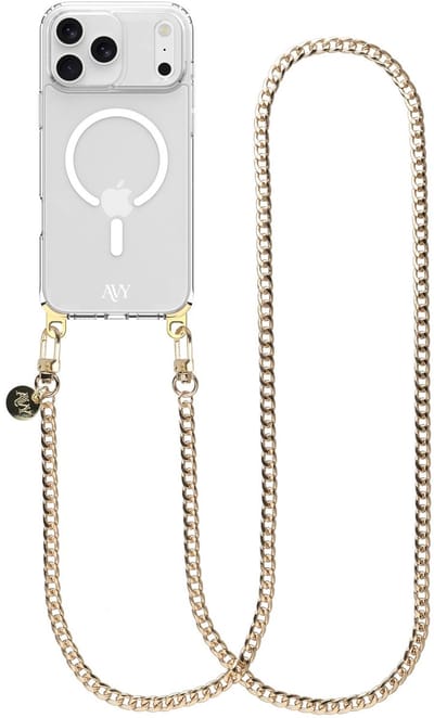 AVY Hoesje geschikt voor Apple iPhone 17 Pro | Compatibel met MagSafe | Clear Case met Telefoonkoord 120CM | Crossbody Aurum Lien Long