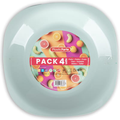 Plasticforte Verjaardag/kinderen/camping borden - 4x stuks - Dia 21 cm - mintgroen - kunststof - onbreekbaar