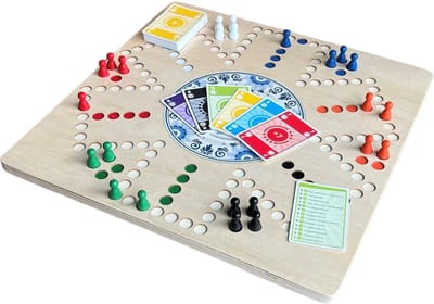 Bordspel Keezen - Keezenspel Luxe houten uitvoering - Dubbelzijdig spelbord voor 4 en 6 spelers