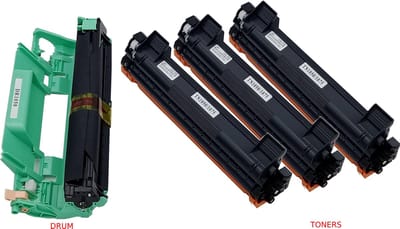 KATRIZ® Huismerk Drum DR1050 + 3x Toner TN1050/TN1075 – Compatible voor Brother DCP-1610W, HL-1110, MFC-1910W e.a. – Hoge Capaciteit – Alternatief voor originele cartridges