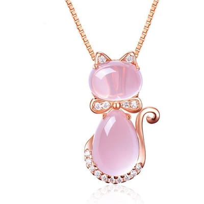 POMOiii Rode Zirkoon Katvormige Hanger Ketting Vintage Accessoires Vrouwen Voor Feestcadeau Elegante Sieraden
