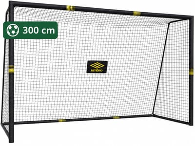 Umbro Voetbaldoel - Voetbal Goal 300 x 200 x 120 cm - Voetbalgoal Groot - Buitenspeelgoed voor Kinderen en Volwassenen - Snelle Montage - Voetbal Training Doel - Metaal - Zwart/ Geel