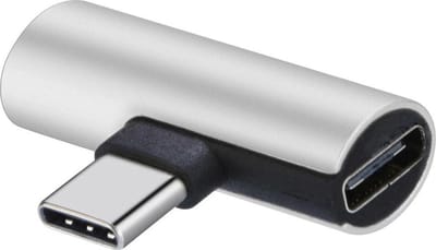DrPhone DA1 USB-C naar 3,5mm Jack + USB-C Adapter – Zonder Ingebouwde DAC – Audio + Opladen – Zilver