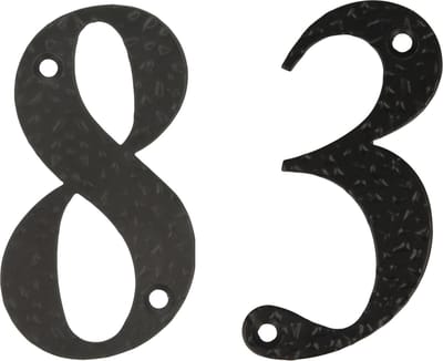AMIG Huisnummer 83 - massief gesmeed staal - 10cm - incl. bijpassende schroeven - zwart