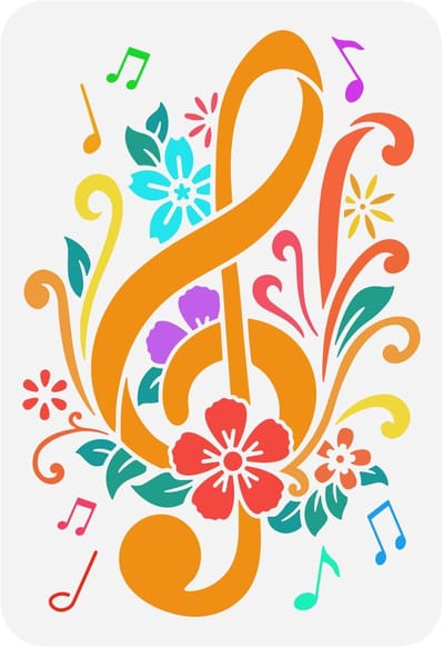 Store_8 - Treble Clef Stencil - Herbruikbare Craft Stencil - 29,7 x 21 cm - Muziek Symbolen - Voor Schilderen op Muur, Tegels, Hout, Papier