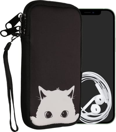 kwmobile hoesje voor smartphones XXL - 7" - hoes van Neopreen - design - zwart / wit - binnenmaat 17,7 x 8,5 cm