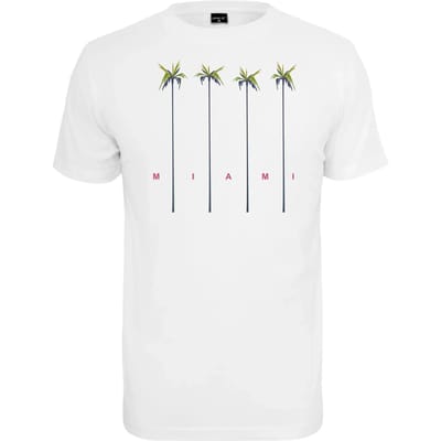 Mister Tee - Miami Palms Round Neck Heren T-shirt - XS - Wit