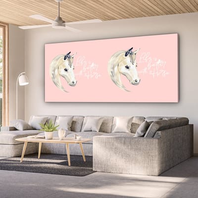 Canvas schilderij 160x80 cm - Wanddecoratie Quotes - Paard - Life is better with a horse - Spreuken - Muurdecoratie woonkamer - Slaapkamer decoratie - Kamer accessoires - Schilderijen