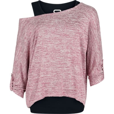 R.E.D. by EMP Shirt met lange mouwen - Cuddly Loose - S tot L - voor Vrouwen - zwart/donkerrood