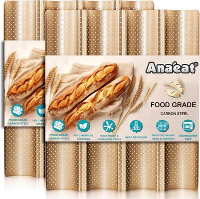 2x Geperforeerde Broodvorm voor Stokbrood en Frans Brood - Anti-aanbak Bakvorm 15x13 inch