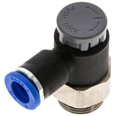 L-stuk Regelventiel 8 mm - G3/8'' Regeling-Uit Messing/Nylon Borgmoer