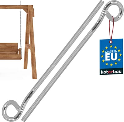 KOTARBAU® 2 Stuks Schommelhaak, Verzinkt Staal, 300 mm, Zilver, M10, Veiligheidsschommelhaken, Schommelhaak met Schroefdraad, Sterk Belastbaar, Eenvoudige Montage