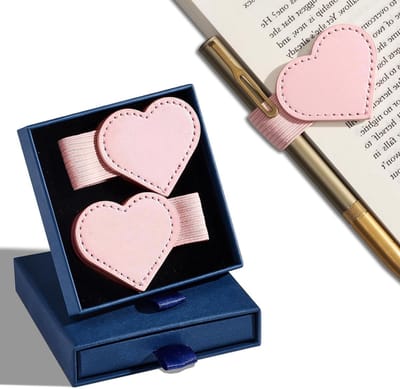 Magnetische Boekenleggers en Lederen Leesaccessoire, Hartvormige Boekenlegger met Penhouder, Cadeau voor Boekenliefhebbers, Groene Boekenlegger voor Vrouwen en Meisjes, Perfect voor Cadeaus en Lezen