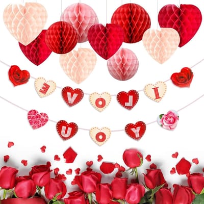 Stijlvolle Herbruikbare Valentijnsdecoraties - Hangende Hartversieringen in Roze en Rood voor Feestdagen, Moederdag en Verlovingspartijen