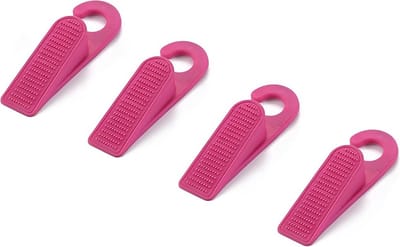 Rubber Deurstopper Set – 4 Stuks Deurvastzetter / Deurklem / Deurwig – Antislip Deurstop Lichtgewicht – Met Ophanghaak - Roze