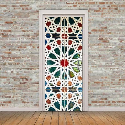 Walplus - Deur Decoratie Sticker - 12 Puntige Ster - Multicolor