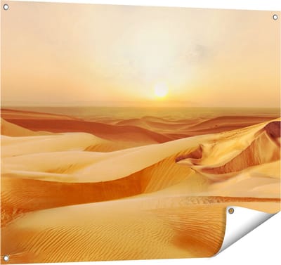 Gards Tuinposter Woestijn bij Zonsondergang in de Sahara - 100x80 cm - Tuindoek - Tuindecoratie - Wanddecoratie buiten - Tuinschilderij