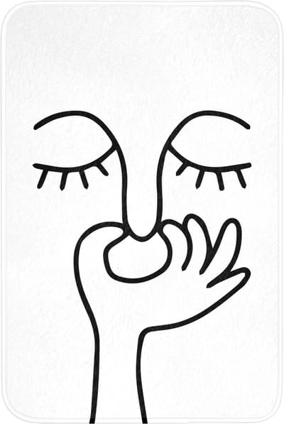 Badmat 60x90 cm - Antislip - Line art - Gezicht - Wit - Badmatten voor badkamer - Badkamermat - Douchemat - Badkamer mat