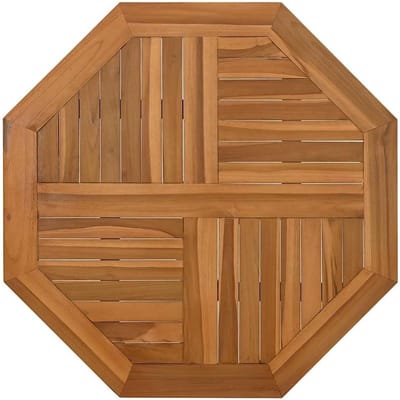 Tafelblad Teak Achthoekig - Reserveplaat Tuinmeubel - Buiten Eten - Met Parasolgat - 60x60 cm - Bruin