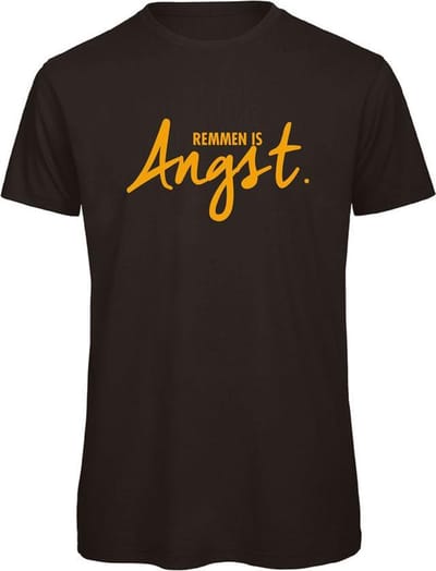Remmen is angst wintersport t-shirt Zwart S - okergeel - soBAD. | Foute apres ski outfit | kleding | verkleedkleren | wintersport t-shirt | wintersport dames en heren