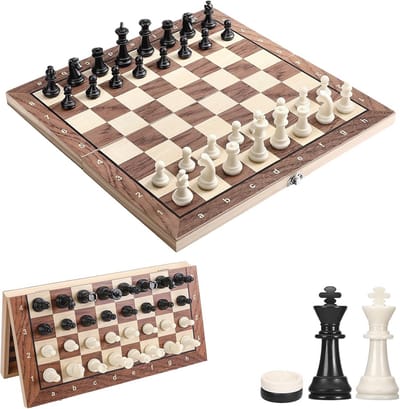 Magnetisch Schaakspel 3-in-1 Houten Schaakbordset