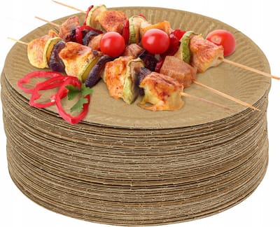 100 x kartonnen borden Nature Kraft karton 23cm/Wegwerp servies - Feest/verjaardag/BBQ/Picknick borden Milieuvriendelijk, biologisch afbreekbaar /Wegwerp bordjes karton