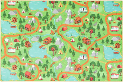 Snapstyle Vloerkleed Kinderen spelen Camping