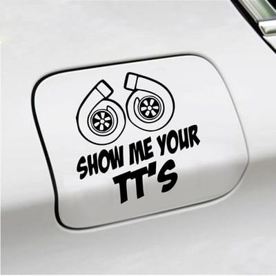 Bumpersticker - Show Me Your TTs - 15 X 15 - Zwart
