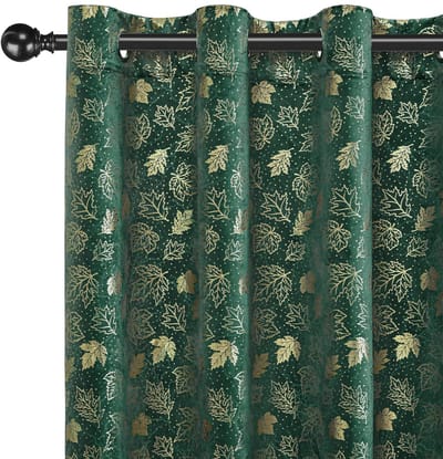 Gordijnen Set Van 2, 140x245cm, Ondoorzichtig Warmte-Isolerende Thermische Gordijnen Met Ringen, Geluidsbescherming, Voor Slaapkamer Woonkamer, Donkergroen