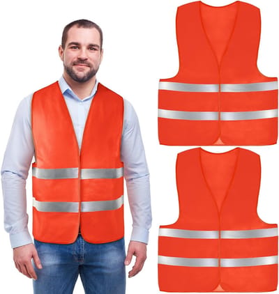 Set van 2 Reflecterende Veiligheidsvesten in Rood voor Volwassenen en Kinderen, Ideaal voor Nachtgebruik, Bouwvakkers en Verkeersdeelnemers