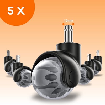 FLOOQ Bureaustoel Wielen Bal 10mm - Zwenkwielen - Set van 5 - Flavie