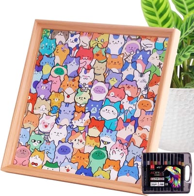 Houten Kat Puzzel - Fotolijst Puzzel Knutselpuzzel - Decoratie Maken - Bespuitbaar Hout - 30 x 30 cm