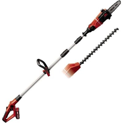 Einhell Accu Tuin-Multitool GE-HC 18 Li T Kit - Power X-Change - 18 V/3.0 Ah/Li-Ion - Zwaardlengte kettingzaag: 200 mm - Bladlengte heggenschaar: 450 mm - Tandafstand: 16 mm - Incl. 1x 3.0 Ah accu en lader