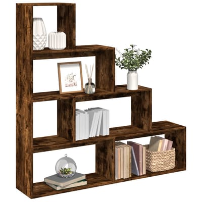 vidaXL - Kamerscherm - / - boekenkast - 143,5x29x143,5 - cm - hout - gerookt - eiken