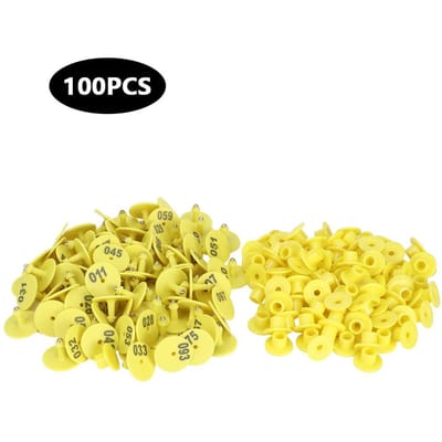 100 stuks Vee Ronde Nummer Oormerk Label Marker Accessoire voor Varken Schaap Rund yellow