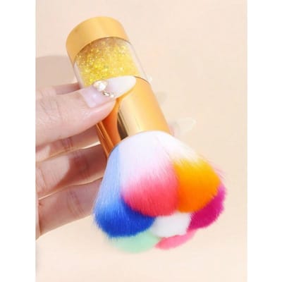 1 stuks Kleurrijke Grote Zachte Poederkwast, Blusher Kwast, Multifunctionele Make-up Kwast Voor Gezicht En Nagellak Poeder, Contouring Kwast, Bronzer Kwast goud