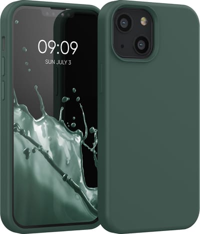 kwmobile telefoonhoesje geschikt voor Apple iPhone 13 mini - Hoesje met siliconen coating - Smartphone case in mosgroen