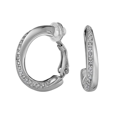 Traveller Clip Oorbellen - Oorclips Dames - Oorringen - Zilver - Kristal - Preciosa Crystals - Geplatineerd - Ring - Ø 20 mm - 157731