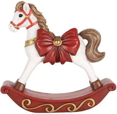 Clayre & Eef Kerstdecoratie Beeld Hobbelpaard 17x5x18 cm Wit Kunststof