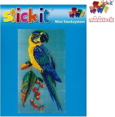 Stick-it Blauwe Ara/Papagaai, ca. 1.400 steentjes, compatibel met Ministeck