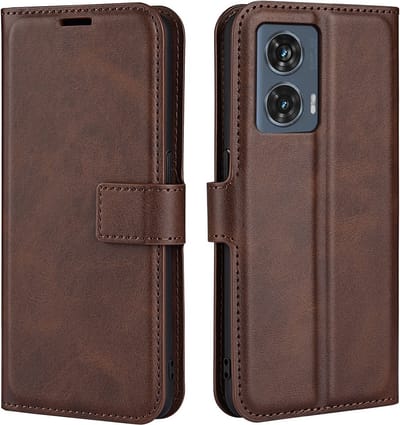 Coverup Hoesje - Geschikt voor Motorola Edge 50 Fusion Hoesje - Coverup Deluxe Book Case - Donkerbruin
