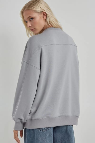 Ontspannen Pasvorm Crew Neck Gebreid Sweatshirt