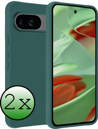 Hoesje 2 Stuks - Geschikt voor Google Pixel 10 - Sterk & Shockproof - Case Siliconen - Back Cover - Telefoon Hoes - Donkergroen