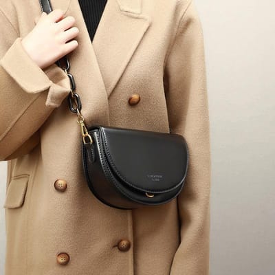 Nieuwe Crossbody Tas Hoge kwaliteit Mode Lederen Tas Modieuze Schoudertas Zadeltas beige